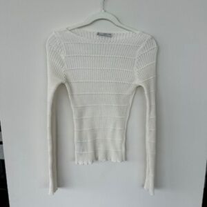 MNG (Mango) Ribbed Knit Long-Sleeve Top -M